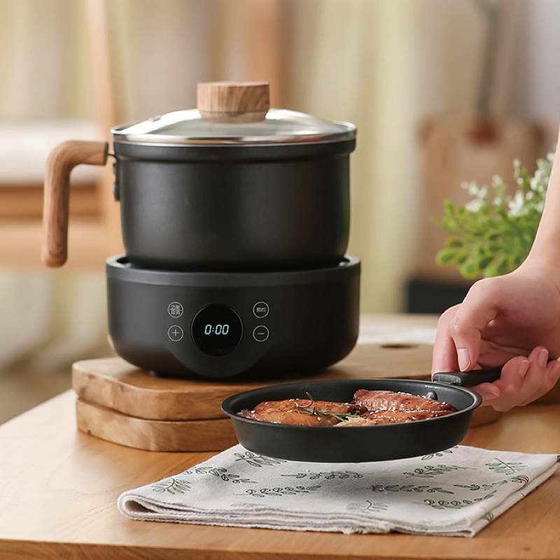 Soup Kettle Warmer - 110V/220V Multifunktions-Elektrokochtopf Antihaft-Bratpfanne Wohnheim-Nudeltopf 1,8L Hot