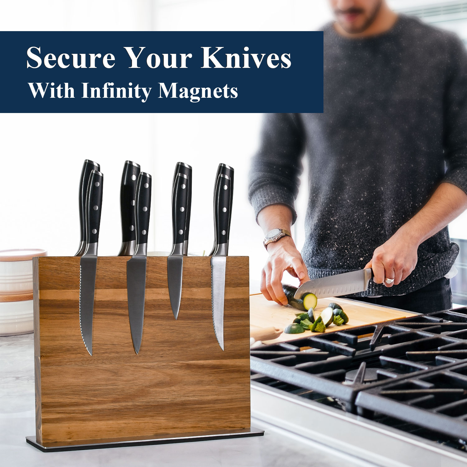 Commercial Kitchen Knife Holder - Hochwertiger magnetischer Messerblock, leistungsstarker, doppelseitiger magnetischer
