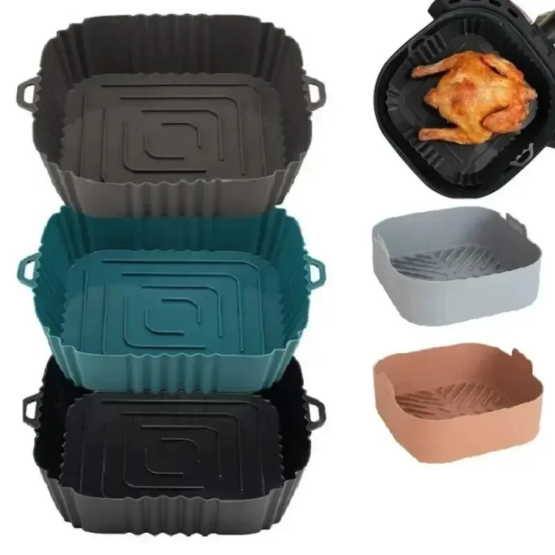 Commercial Kitchen Pots And Pans - 1 x Silikon-Luftfritteusenkorb, runde, quadratische, wiederverwendbare