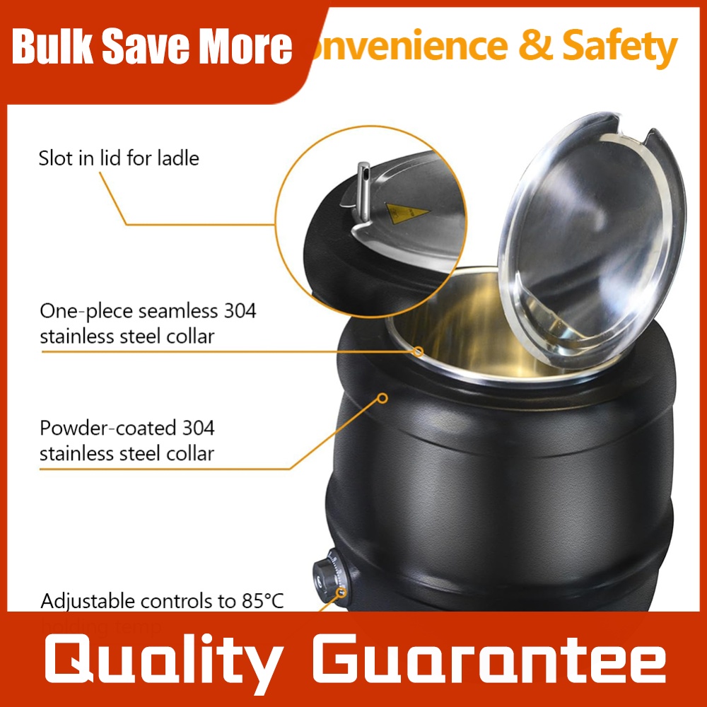 Soup Kettle Warmer - 10L Suppenkessel mit Klappdeckel Buffet-Wärmebehälter Edelstahl