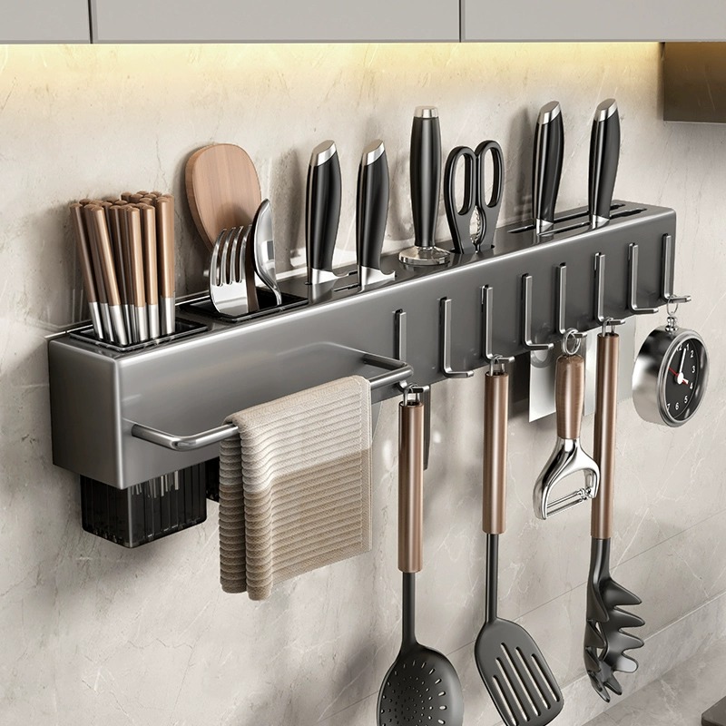 Commercial Kitchen Knife Holder - Multifunktionales Wandmontiertes Küchenregal, Hochbelastbarer Messerhalter aus