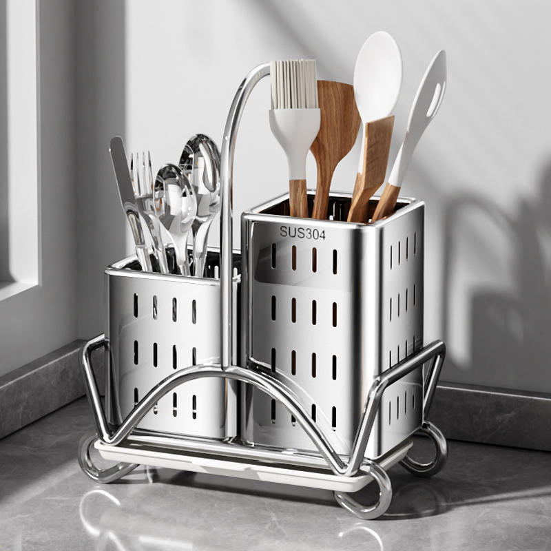 Commercial Kitchen Knife Holder - Küchen-Besteckorganizer, Edelstahl-Utensilienhalter für Löffel, Gabel, Messer,