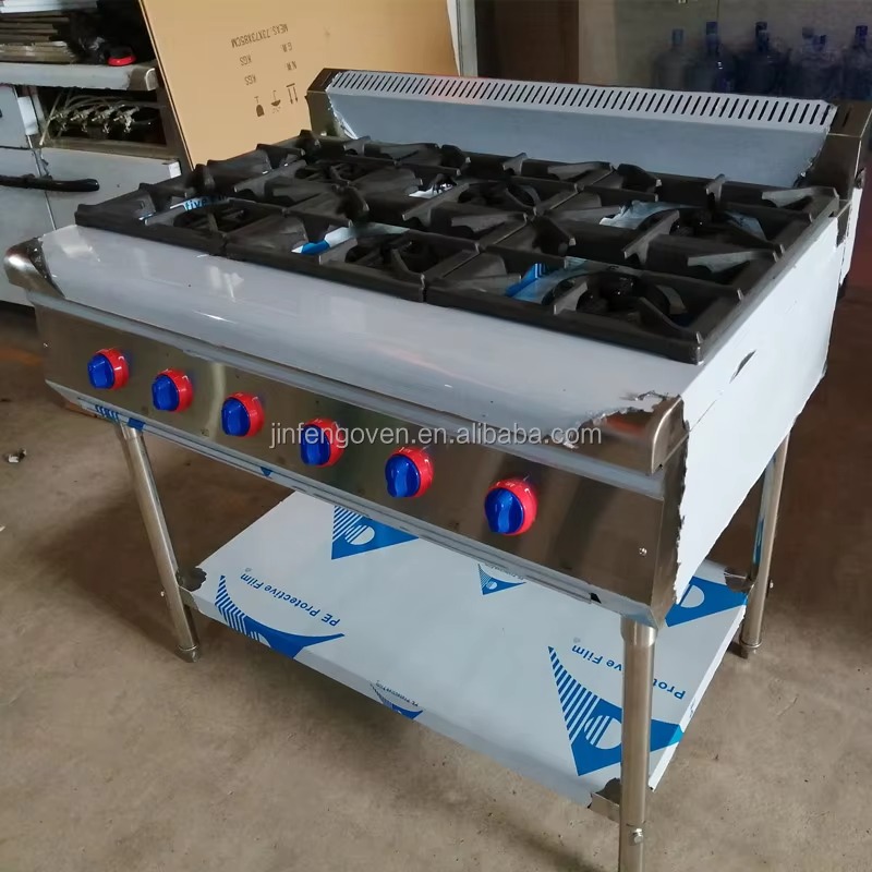 Commercial Kitchen - Gewerbliche Küchenausstattung Professioneller 6-Brenner Gas-Kochherd Industrieller