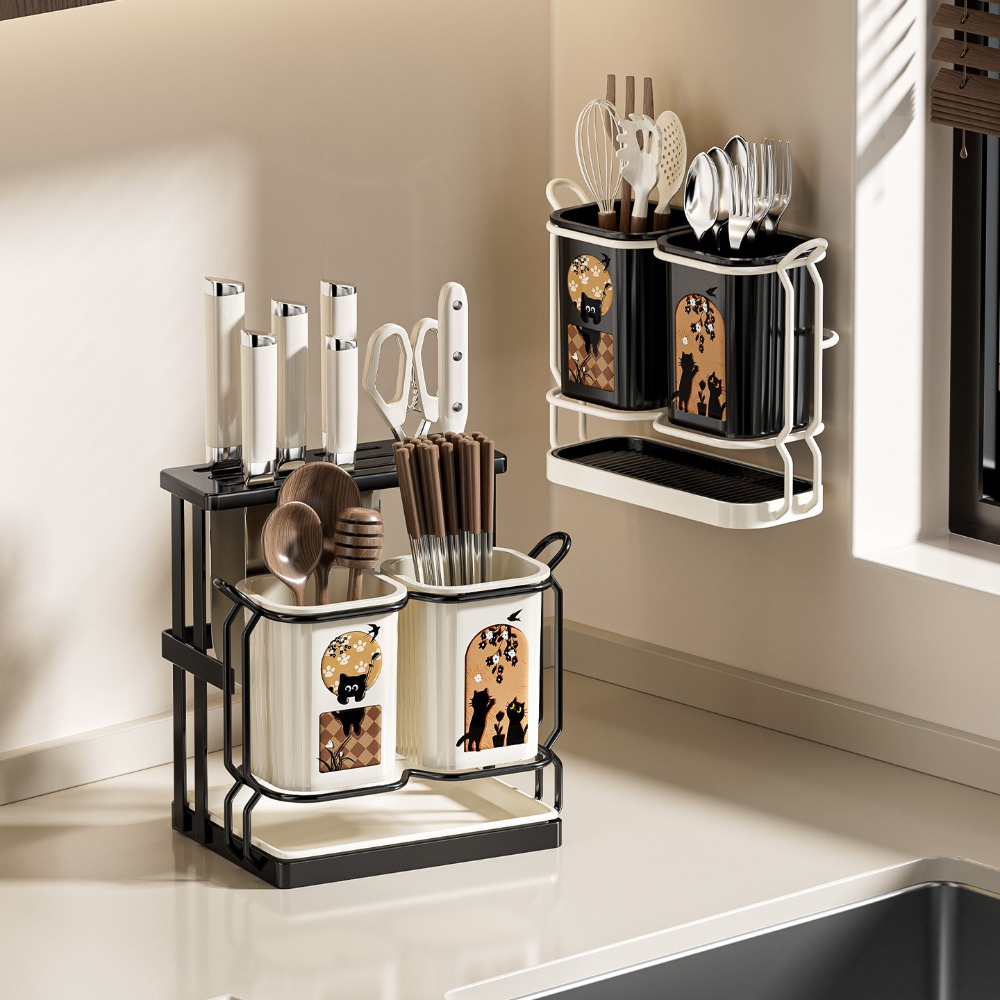 Commercial Kitchen Knife Holder - Küchenmesser-Aufbewahrungsregal, Arbeitsplatte, Entleerung, nicht bohrend, integriertes