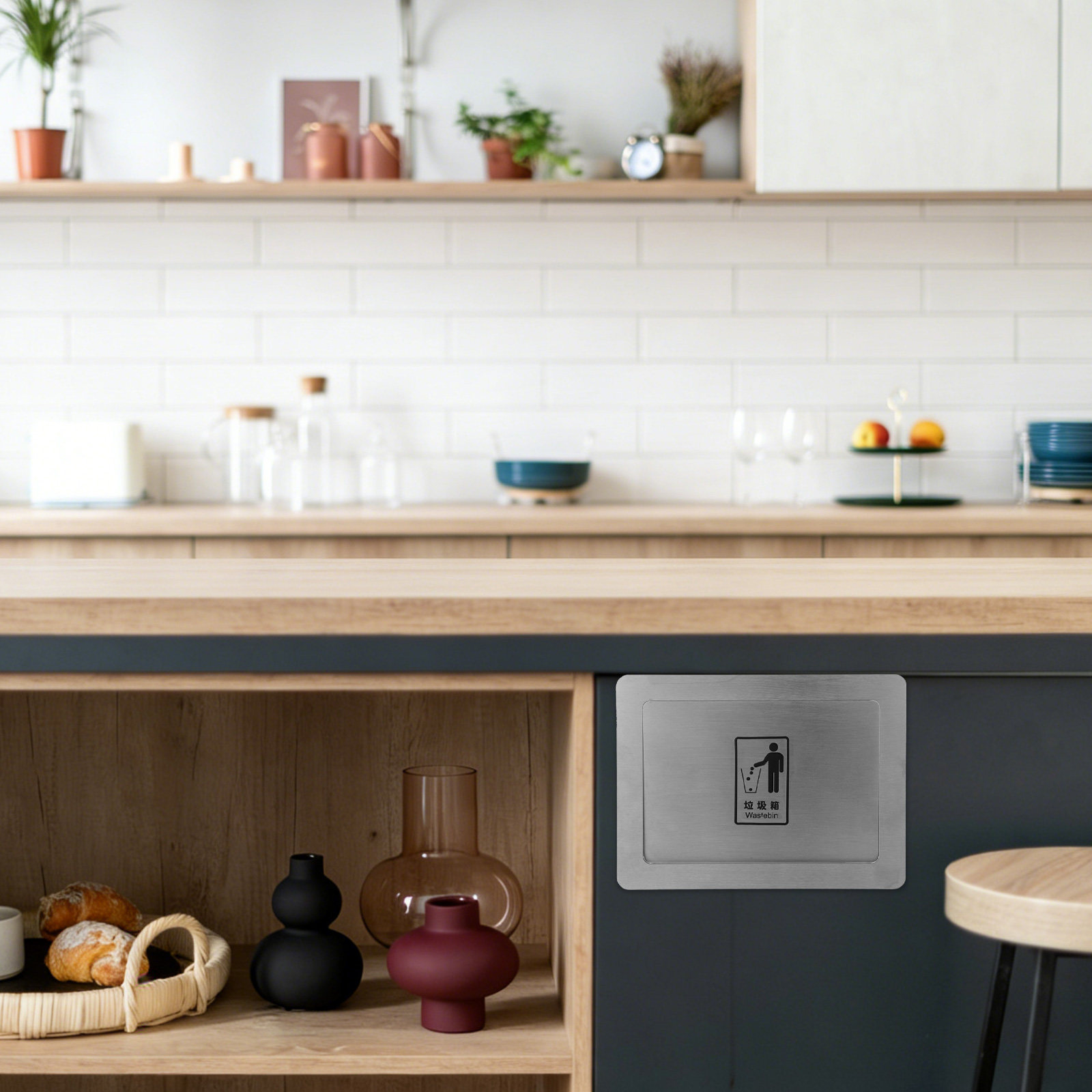 Commercial Kitchen Wall Covering - Einbau-Abfallschachtdeckel aus Edelstahl mit seitlich schwenkbarer