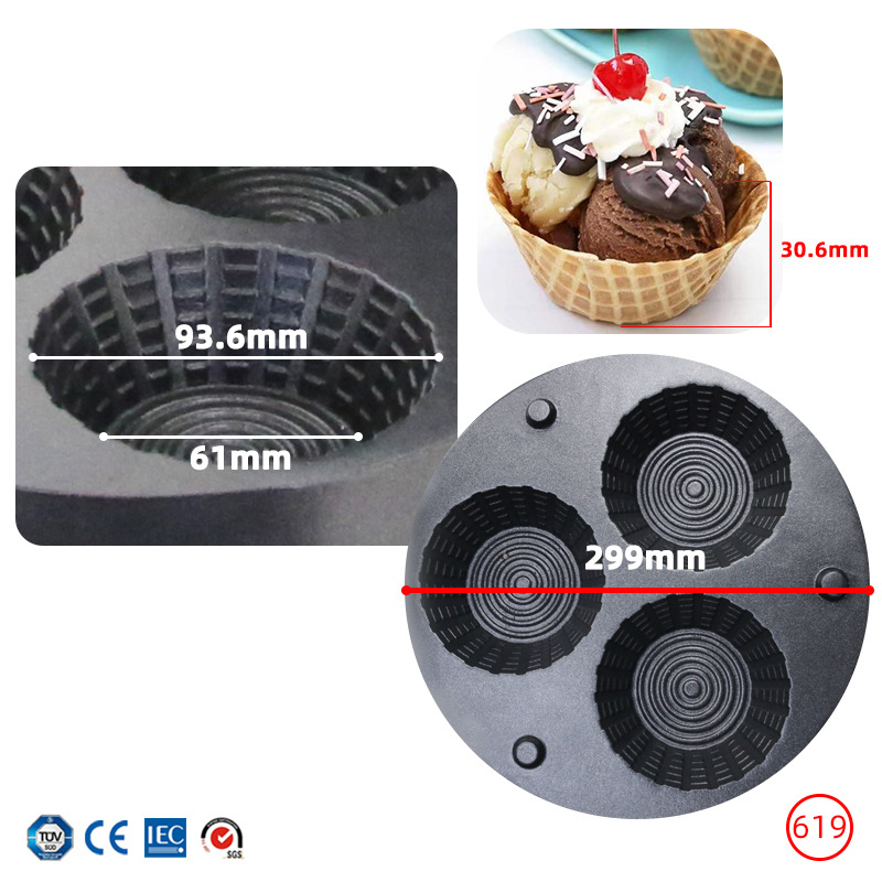 Kommerzielle Dreifach-Eiswaffe – Waffle Maker Commercial Bewertung und Preis
